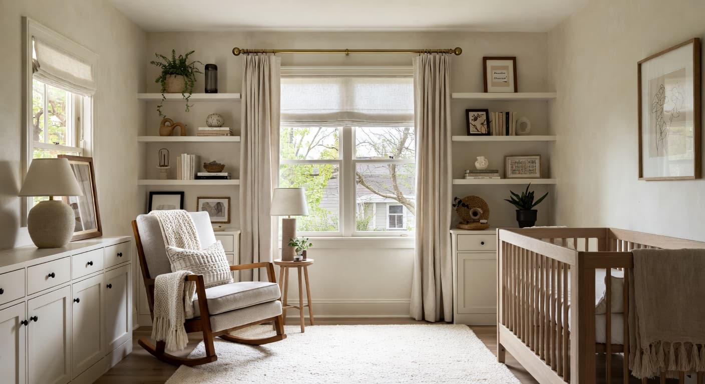 Kinfolk nursery interior design - featuring kinfolk style furniture, decor, colors, and layout ideas for your nursery