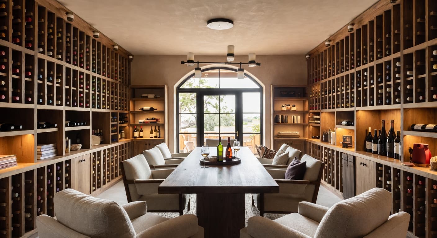 Kinfolk wine cellar interior design - featuring kinfolk style furniture, decor, colors, and layout ideas for your wine cellar