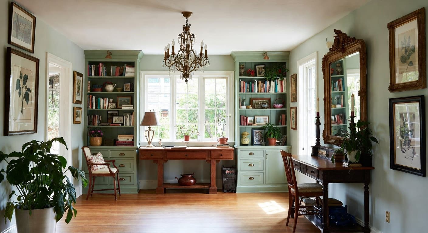 Light Academia garage interior interior design - featuring light academia style furniture, decor, colors, and layout ideas for your garage interior