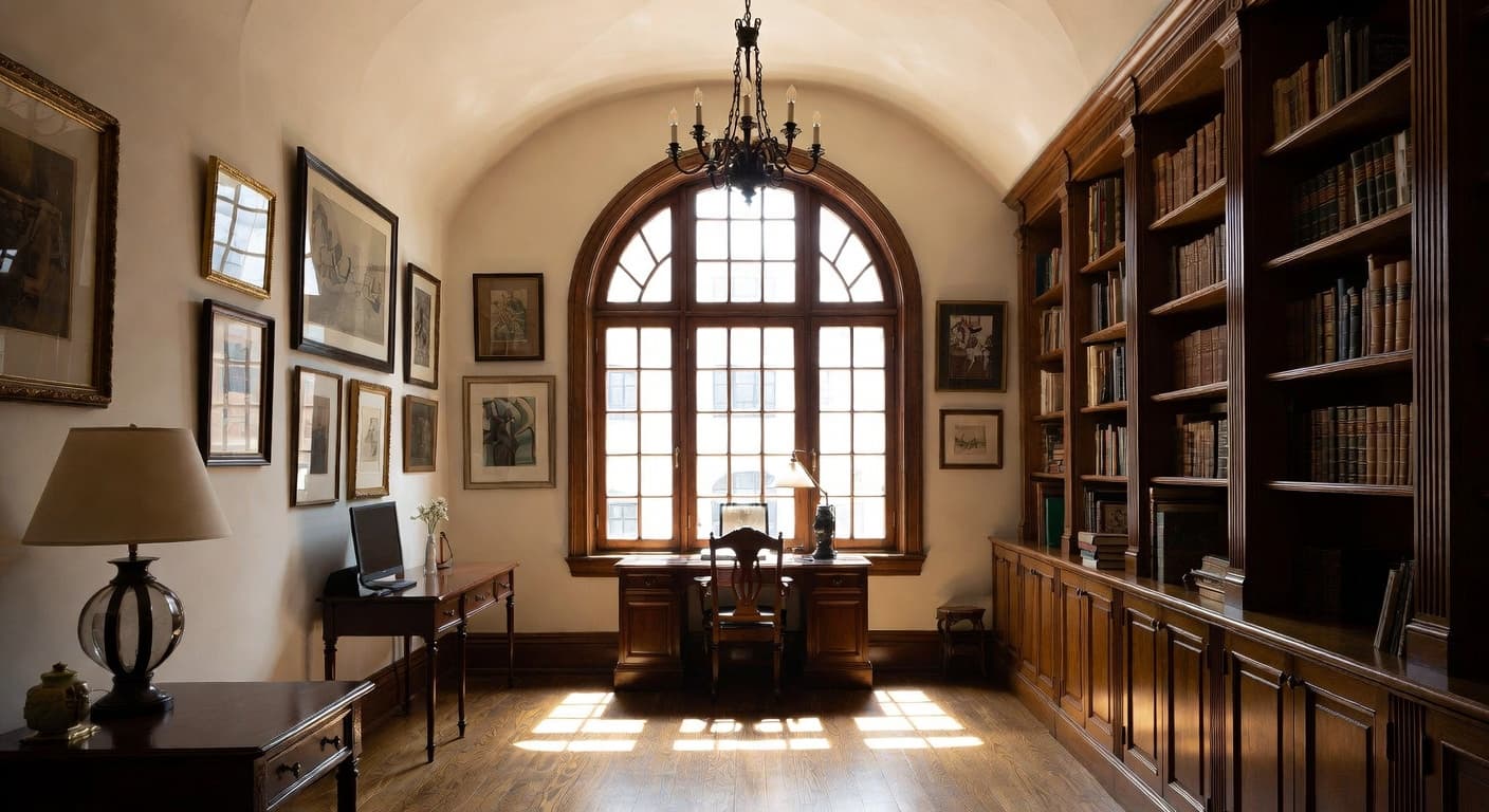 Light Academia multi-purpose room interior design - featuring light academia style furniture, decor, colors, and layout ideas for your multi-purpose room