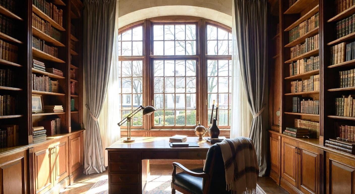 Light Academia observatory interior design - featuring light academia style furniture, decor, colors, and layout ideas for your observatory