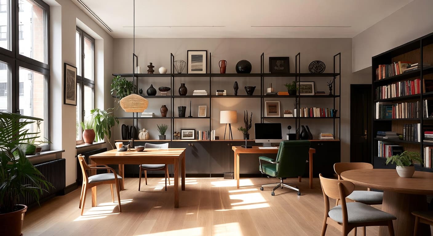 Light Academia workshop interior design - featuring light academia style furniture, decor, colors, and layout ideas for your workshop