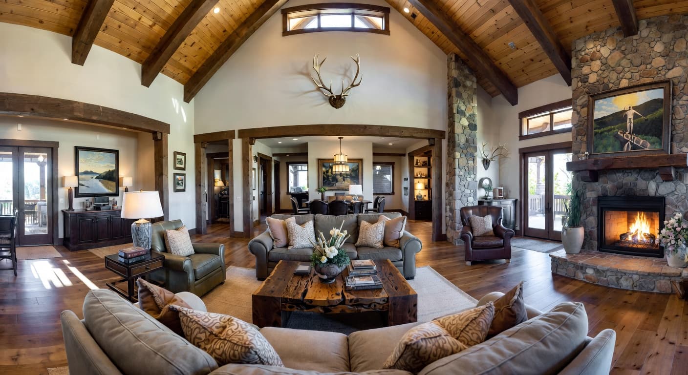 Lodge entryway interior design - featuring lodge style furniture, decor, colors, and layout ideas for your entryway