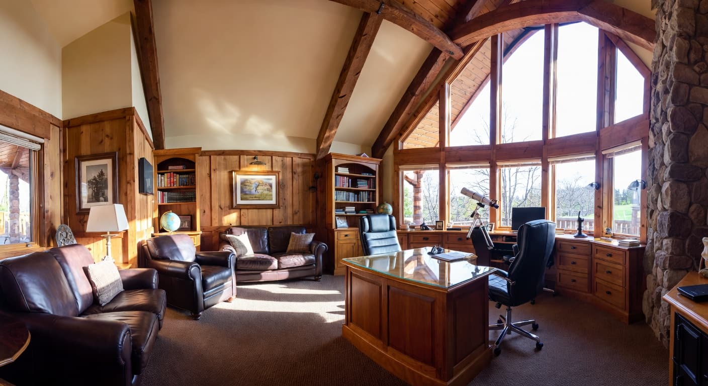 Lodge observatory interior design - featuring lodge style furniture, decor, colors, and layout ideas for your observatory