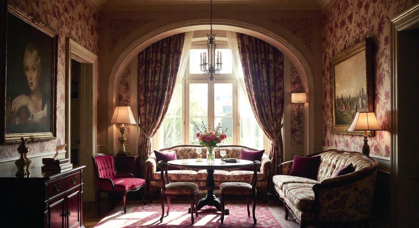 Maximalist breakfast nook interior design - featuring maximalist style furniture, decor, colors, and layout ideas for your breakfast nook