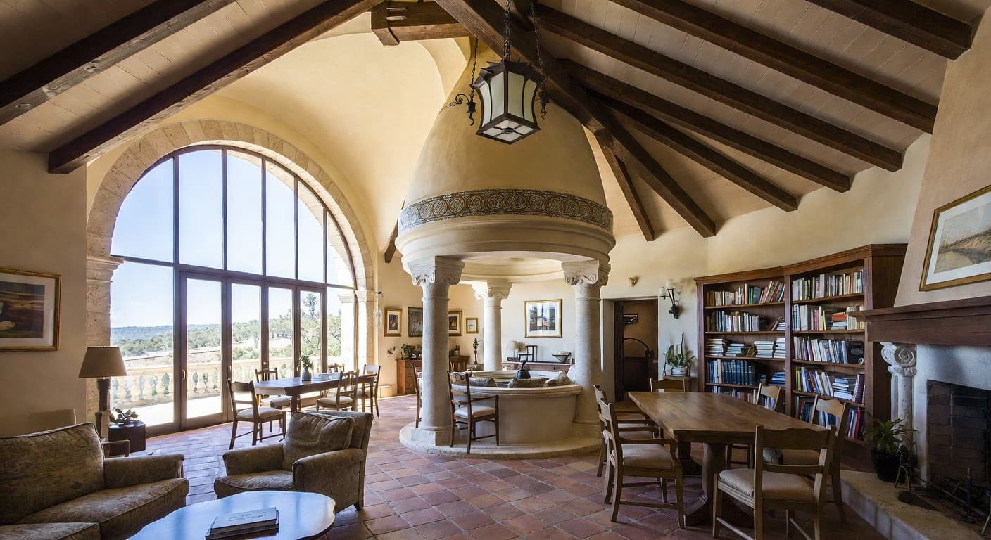 Mediterranean observatory interior design - featuring mediterranean style furniture, decor, colors, and layout ideas for your observatory