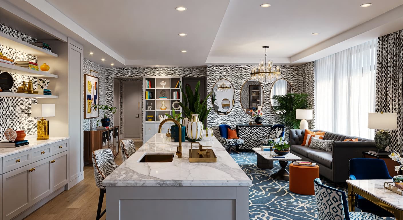 Memphis Design pet room interior design - featuring memphis design style furniture, decor, colors, and layout ideas for your pet room