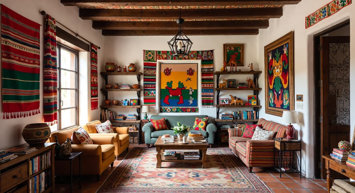 Mexican playroom interior design - featuring mexican style furniture, decor, colors, and layout ideas for your playroom