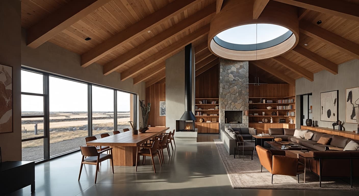 Modern Prairie observatory interior design - featuring modern prairie style furniture, decor, colors, and layout ideas for your observatory