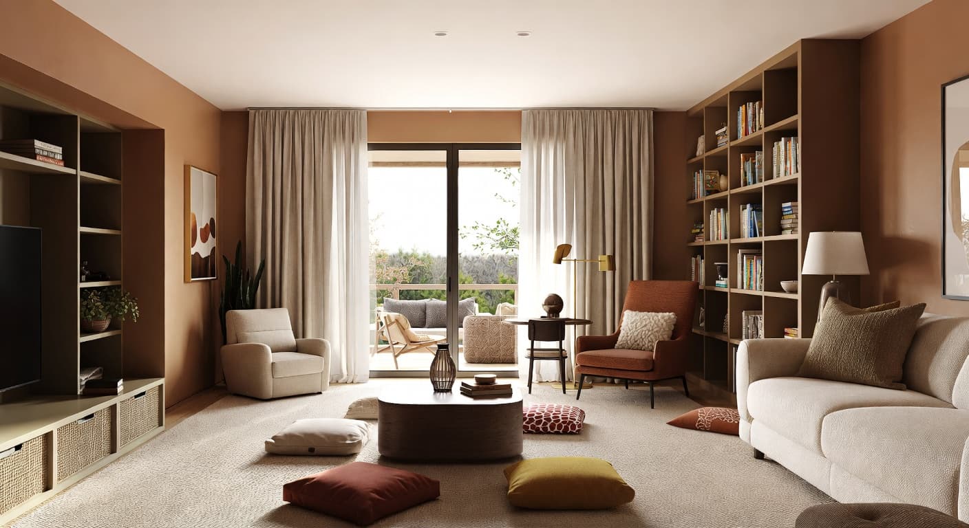 Modern Prairie playroom interior design - featuring modern prairie style furniture, decor, colors, and layout ideas for your playroom