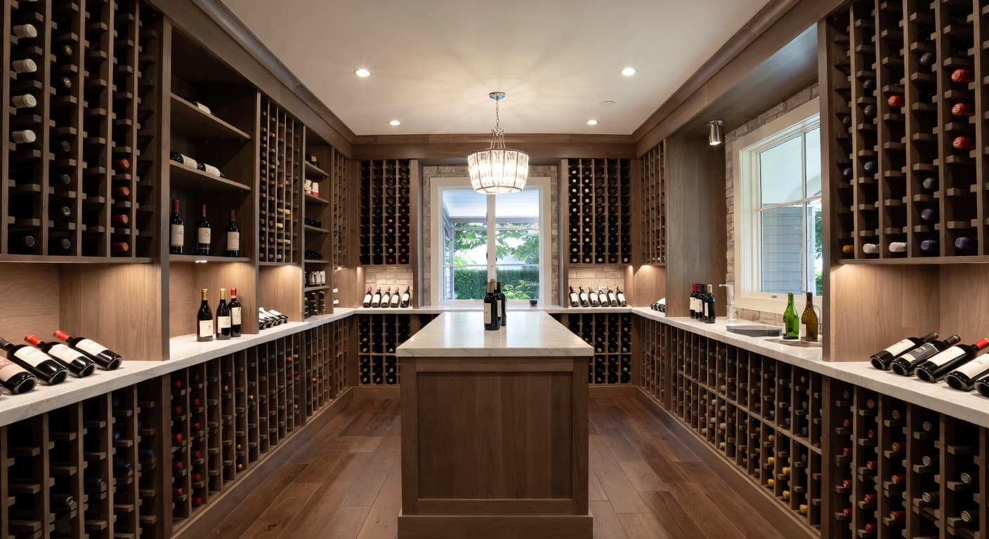 Modern Prairie wine cellar interior design - featuring modern prairie style furniture, decor, colors, and layout ideas for your wine cellar