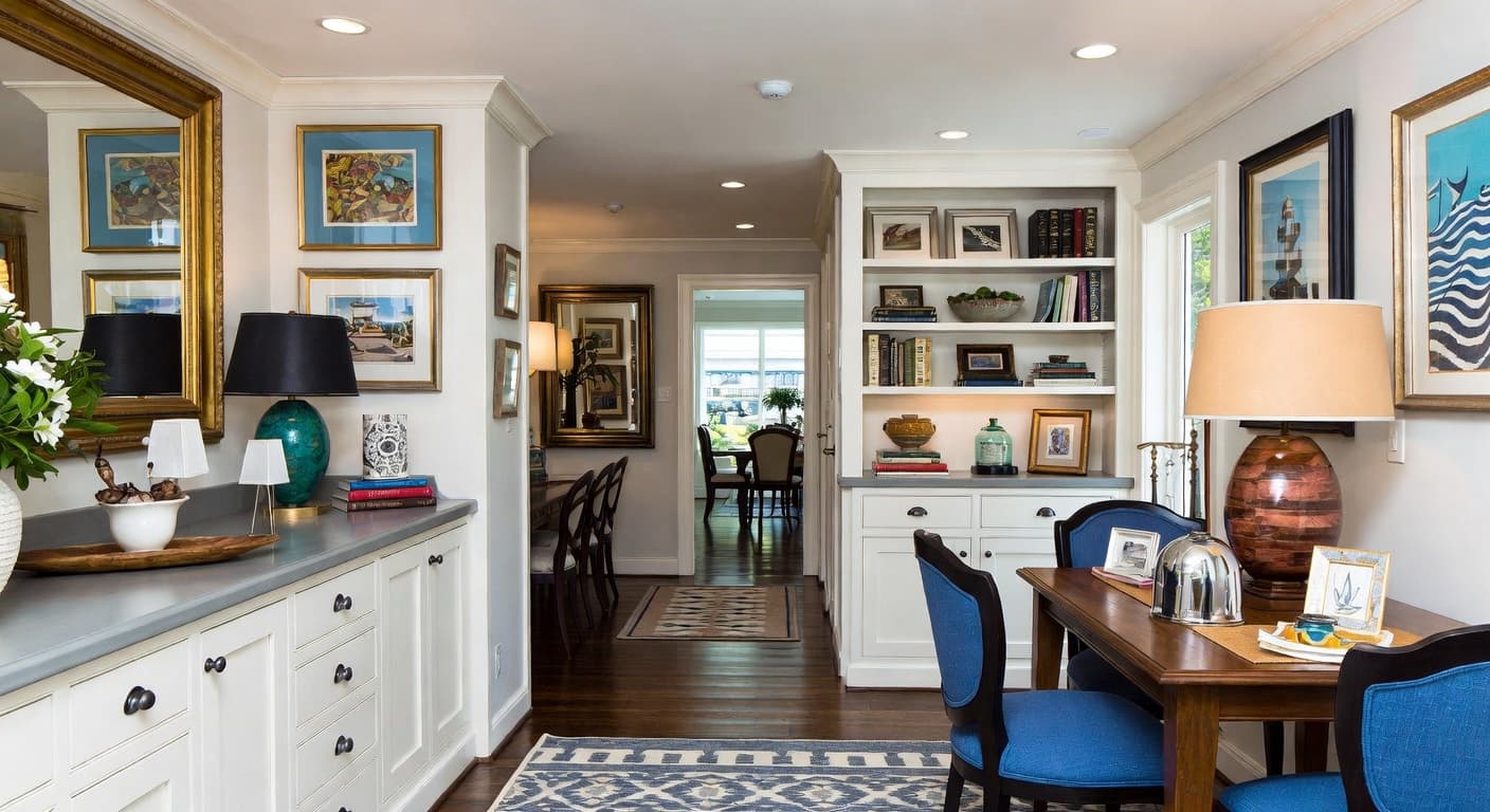 Nautical butler's pantry interior design - featuring nautical style furniture, decor, colors, and layout ideas for your butler's pantry