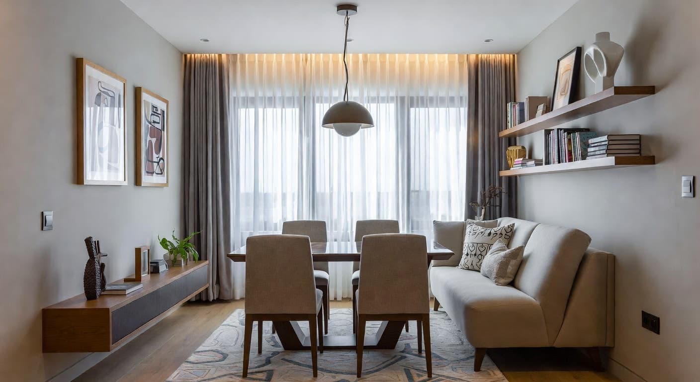 Neo-Futurism breakfast nook interior design - featuring neo-futurism style furniture, decor, colors, and layout ideas for your breakfast nook