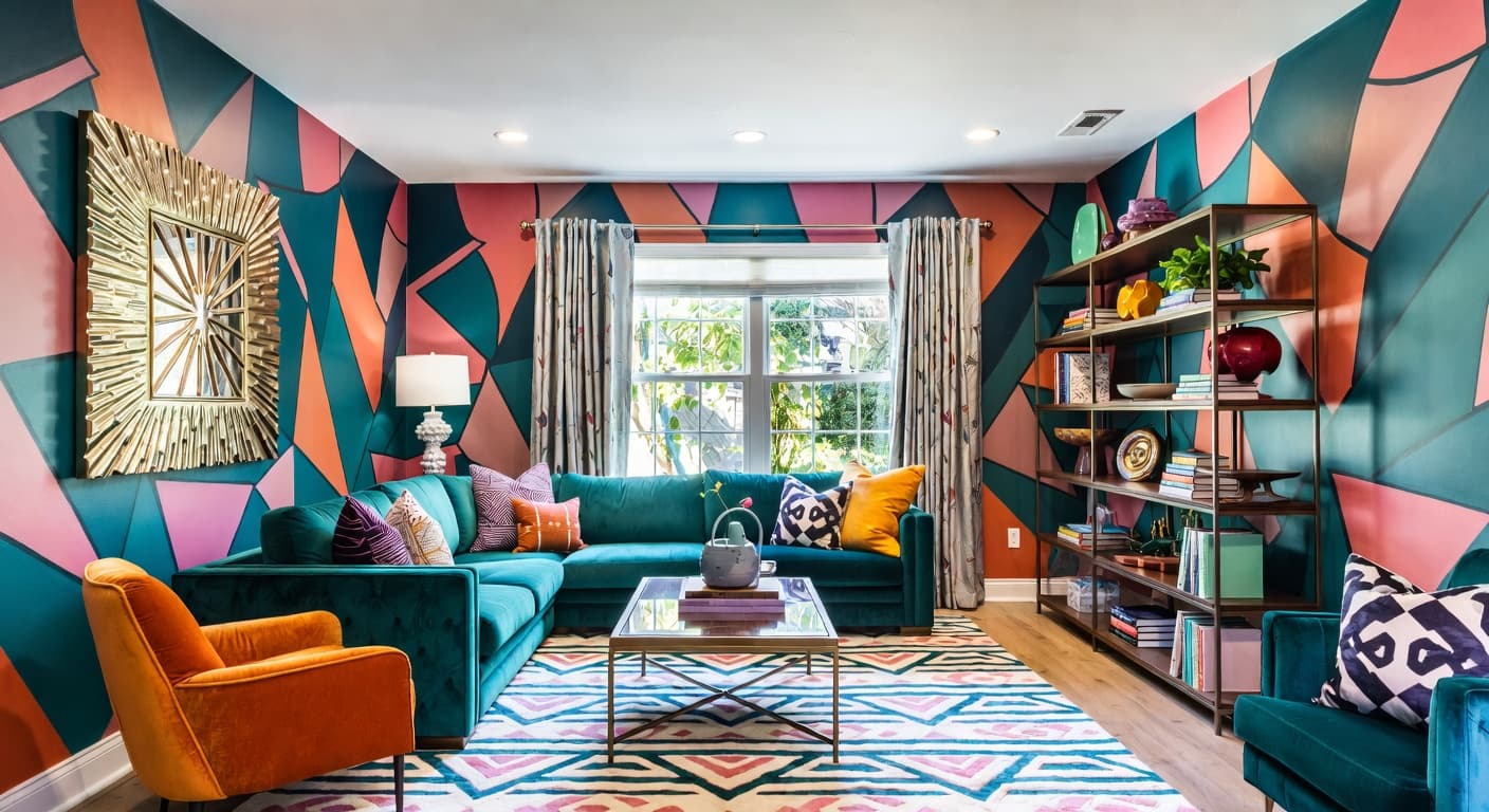 Neo-Memphis music room interior design - featuring neo-memphis style furniture, decor, colors, and layout ideas for your music room