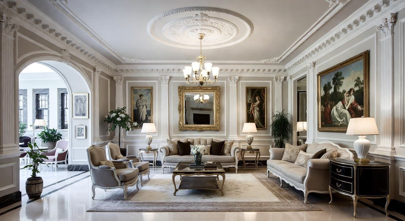 Neoclassical garage interior interior design - featuring neoclassical style furniture, decor, colors, and layout ideas for your garage interior