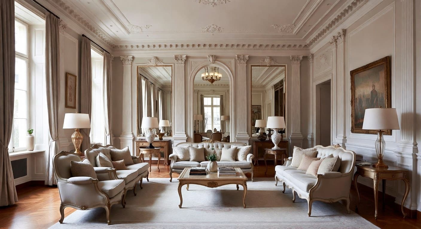 Neoclassical meditation space interior design - featuring neoclassical style furniture, decor, colors, and layout ideas for your meditation space