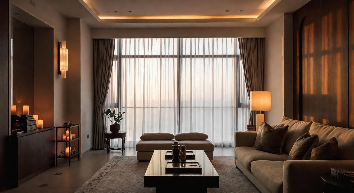 New Deco meditation space interior design - featuring new deco style furniture, decor, colors, and layout ideas for your meditation space