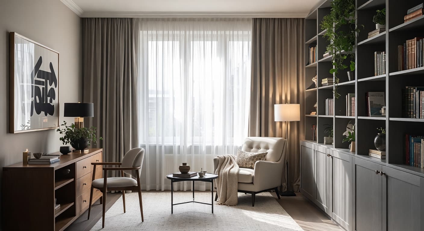 New Deco reading nook interior design - featuring new deco style furniture, decor, colors, and layout ideas for your reading nook