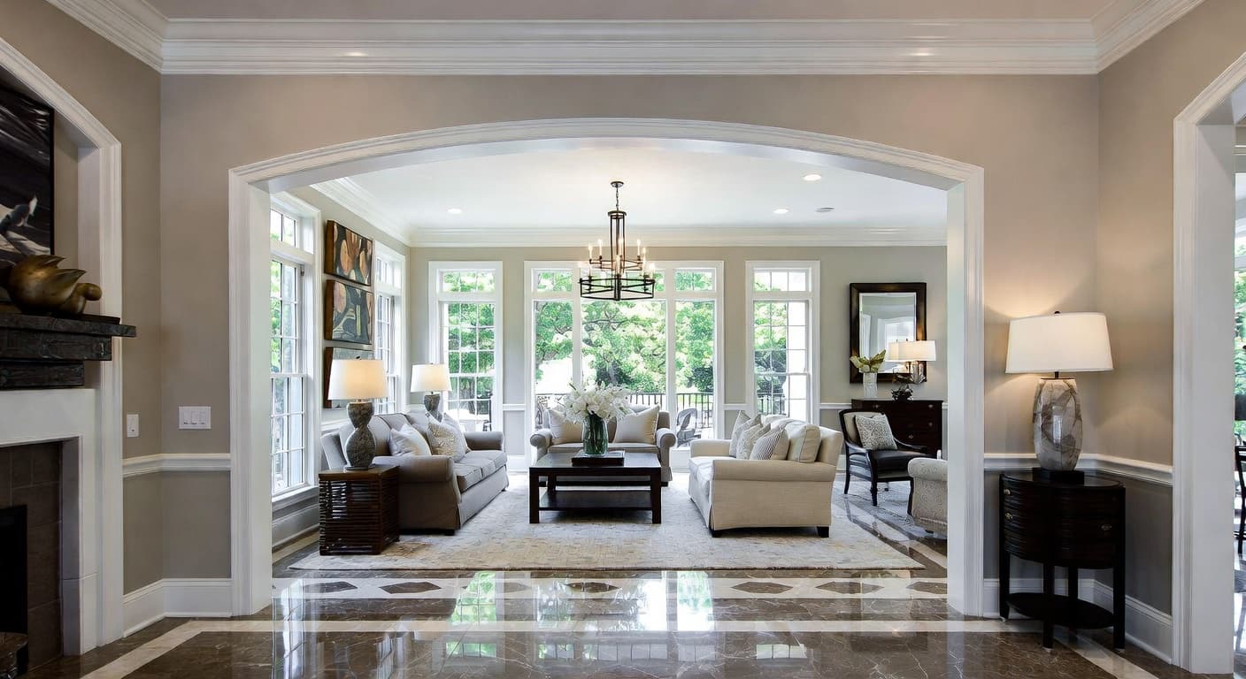 New Traditional entryway interior design - featuring new traditional style furniture, decor, colors, and layout ideas for your entryway