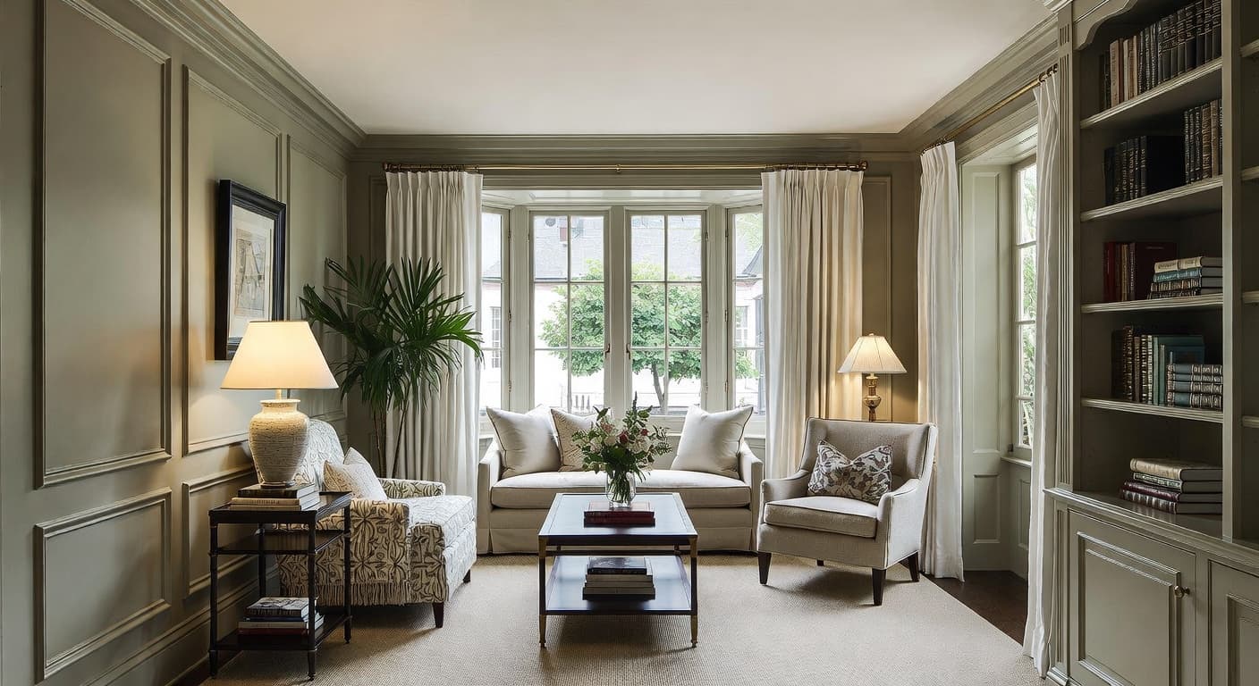 New Traditional reading nook interior design - featuring new traditional style furniture, decor, colors, and layout ideas for your reading nook