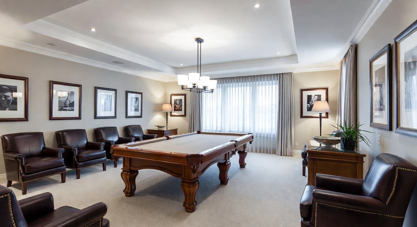 Nordic billiards room interior design - featuring nordic style furniture, decor, colors, and layout ideas for your billiards room