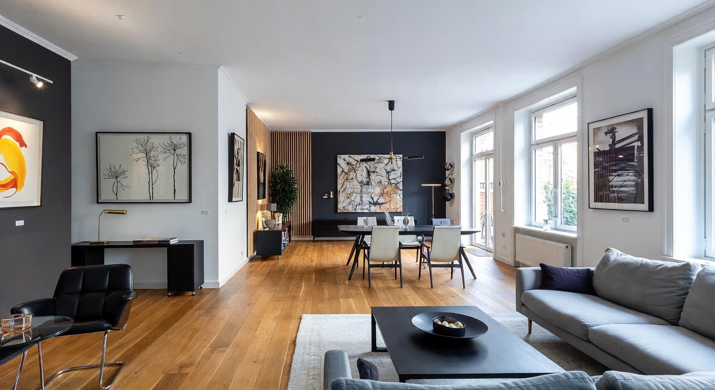 Nordic gallery / art display interior design - featuring nordic style furniture, decor, colors, and layout ideas for your gallery / art display