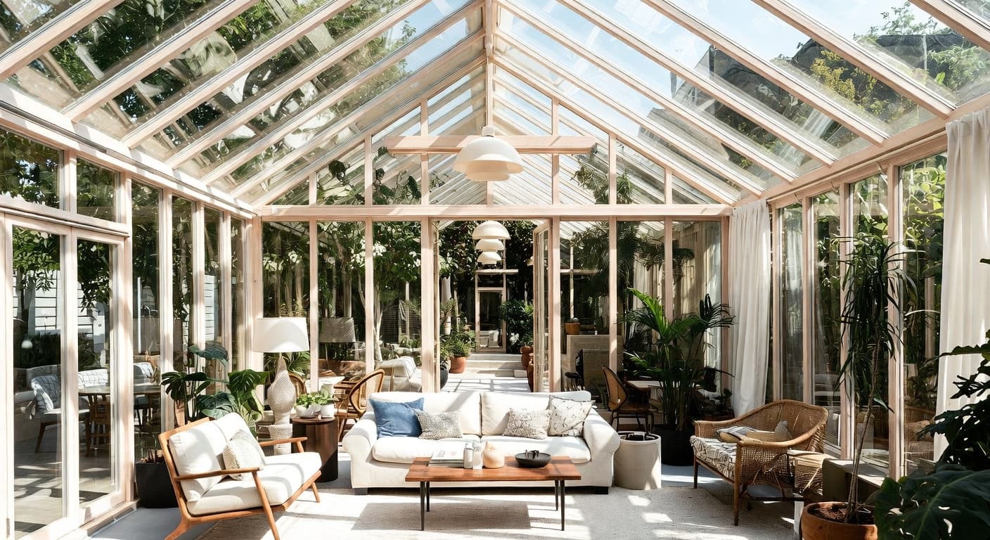 Nordic greenhouse interior design - featuring nordic style furniture, decor, colors, and layout ideas for your greenhouse