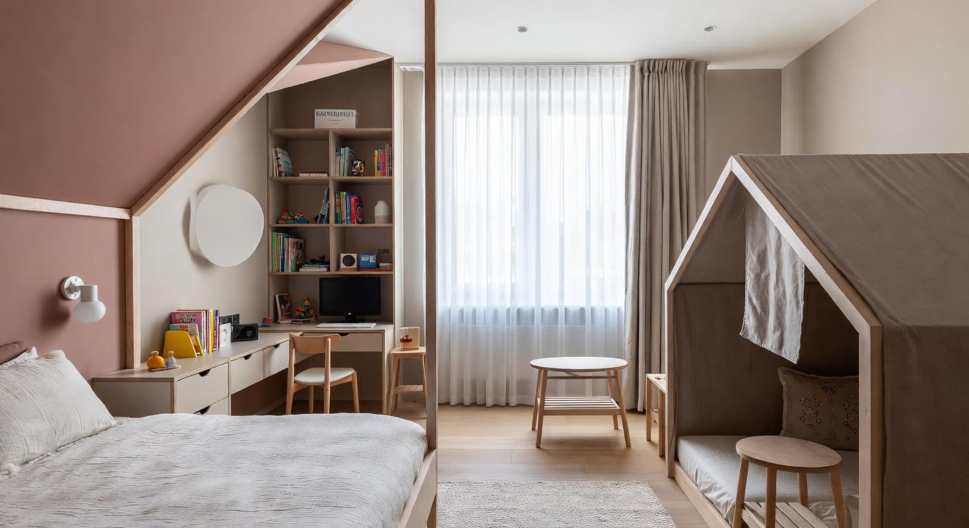 Nordic kids room interior design - featuring nordic style furniture, decor, colors, and layout ideas for your kids room