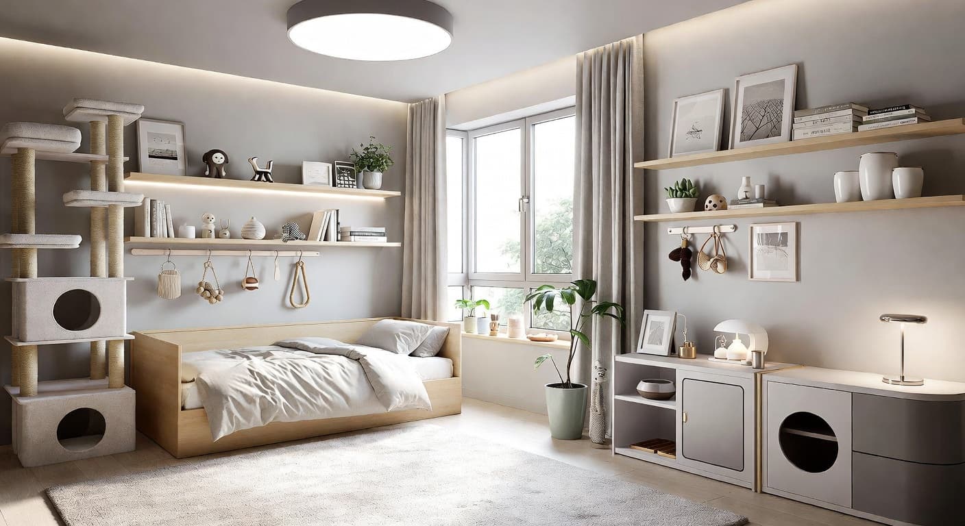 Nordic pet room interior design - featuring nordic style furniture, decor, colors, and layout ideas for your pet room