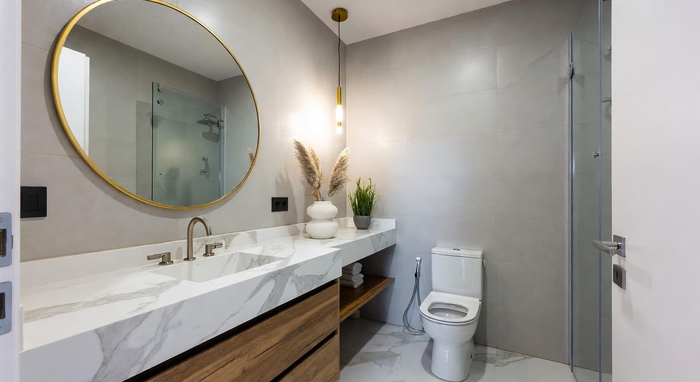 Nordic powder room interior design - featuring nordic style furniture, decor, colors, and layout ideas for your powder room