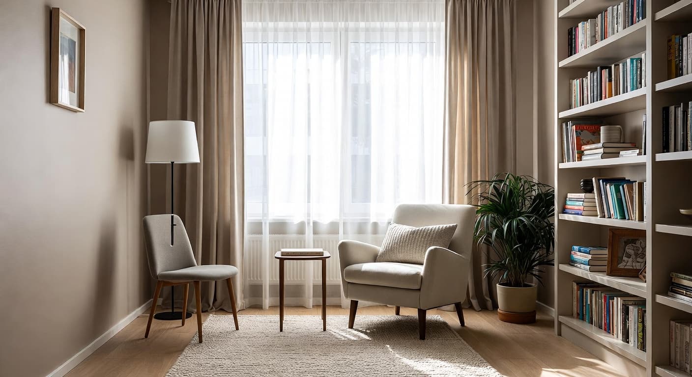 Nordic reading nook interior design - featuring nordic style furniture, decor, colors, and layout ideas for your reading nook