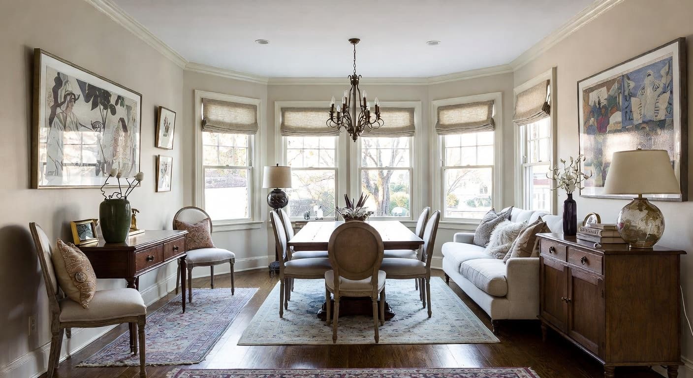 Nowstalgia breakfast nook interior design - featuring nowstalgia style furniture, decor, colors, and layout ideas for your breakfast nook