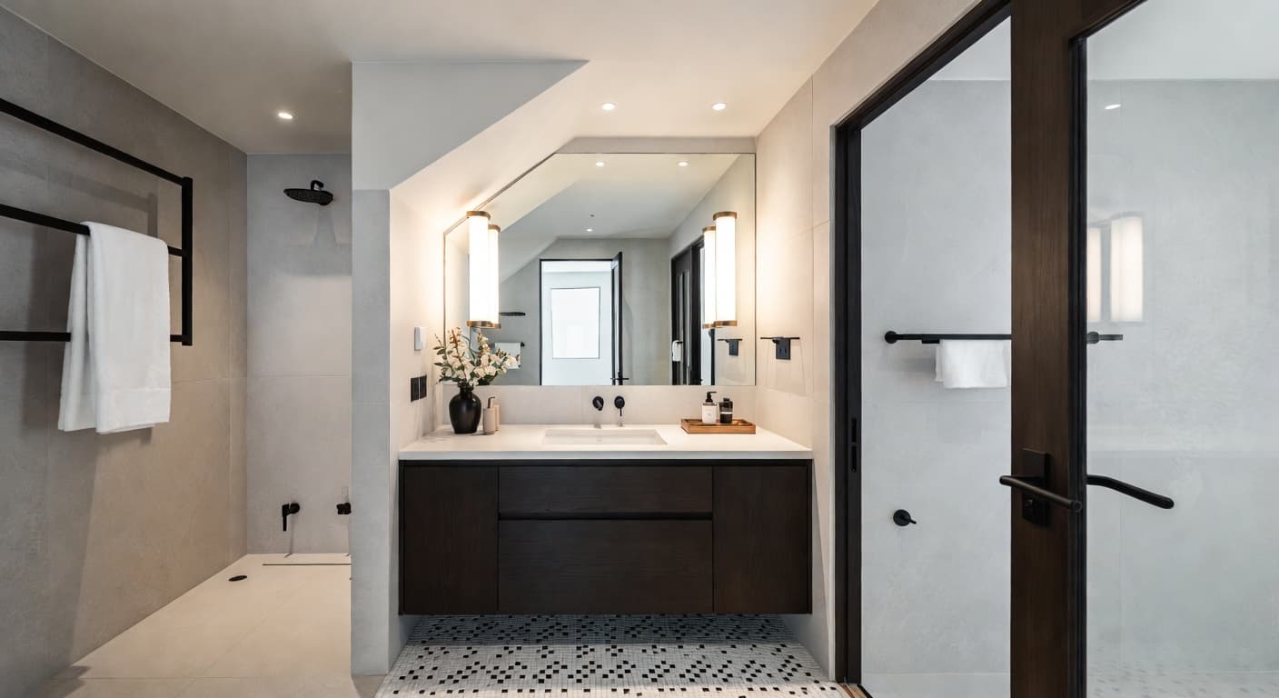 Nowstalgia powder room interior design - featuring nowstalgia style furniture, decor, colors, and layout ideas for your powder room