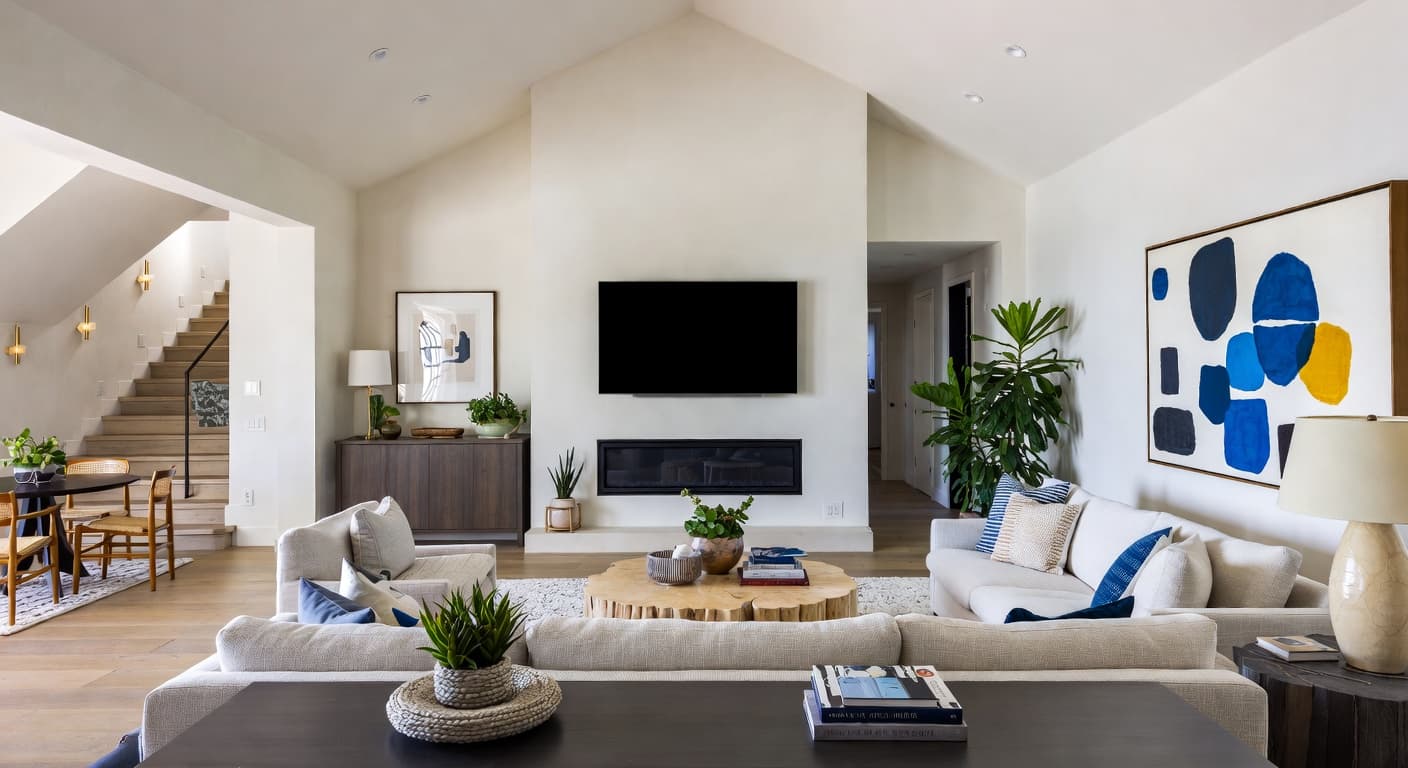 Organic Modern game room interior design - featuring organic modern style furniture, decor, colors, and layout ideas for your game room