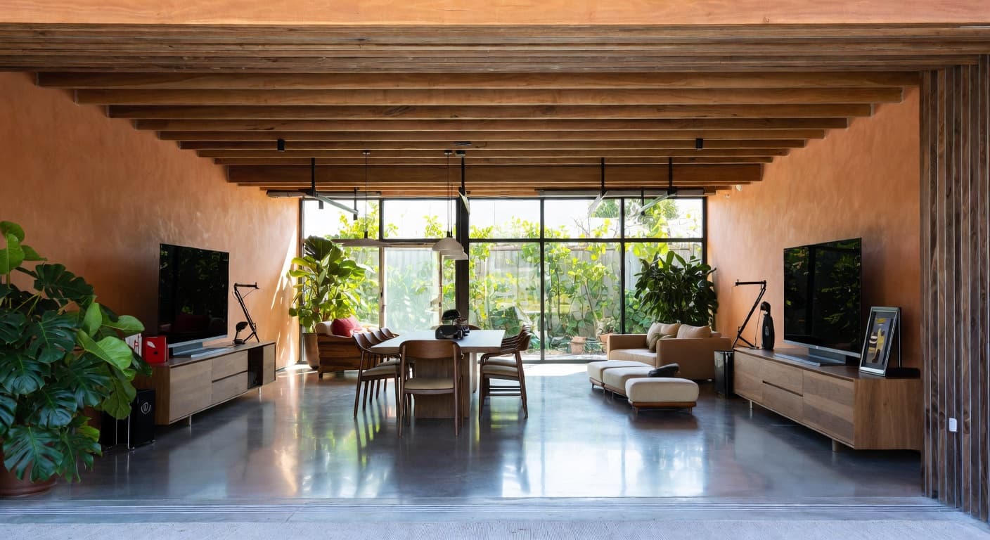 Organic Modern garage interior interior design - featuring organic modern style furniture, decor, colors, and layout ideas for your garage interior