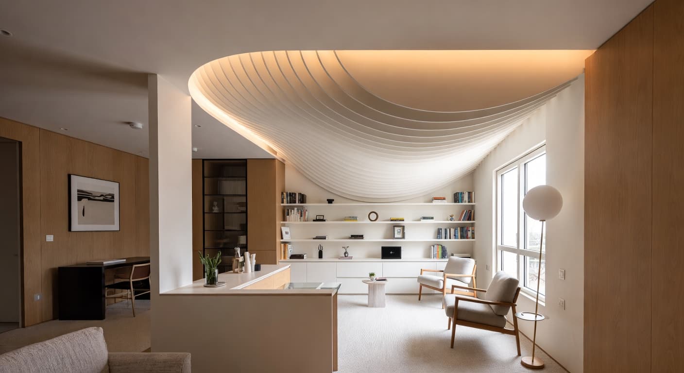 Parametric reading nook interior design - featuring parametric style furniture, decor, colors, and layout ideas for your reading nook