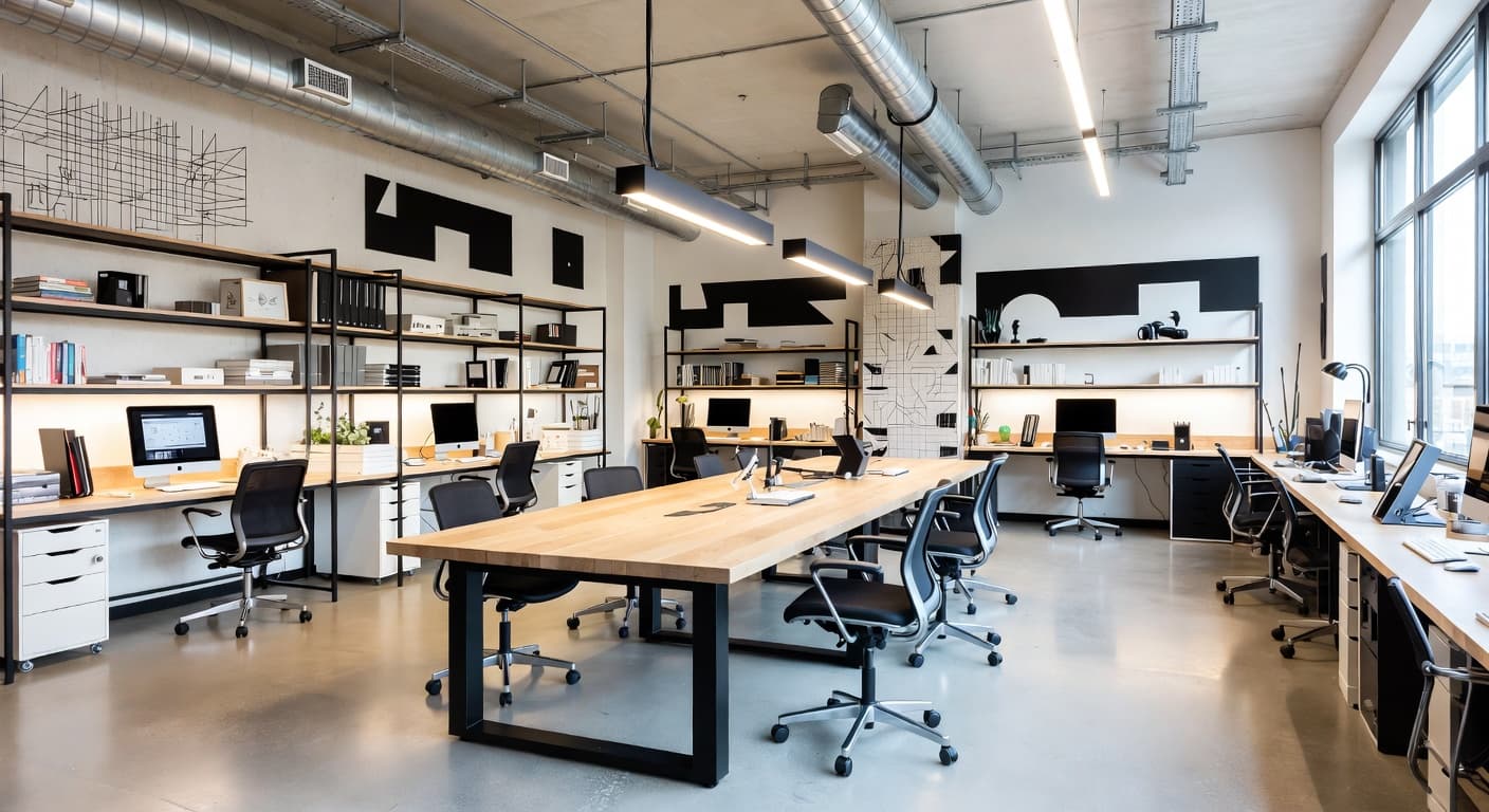 Parametric workshop interior design - featuring parametric style furniture, decor, colors, and layout ideas for your workshop