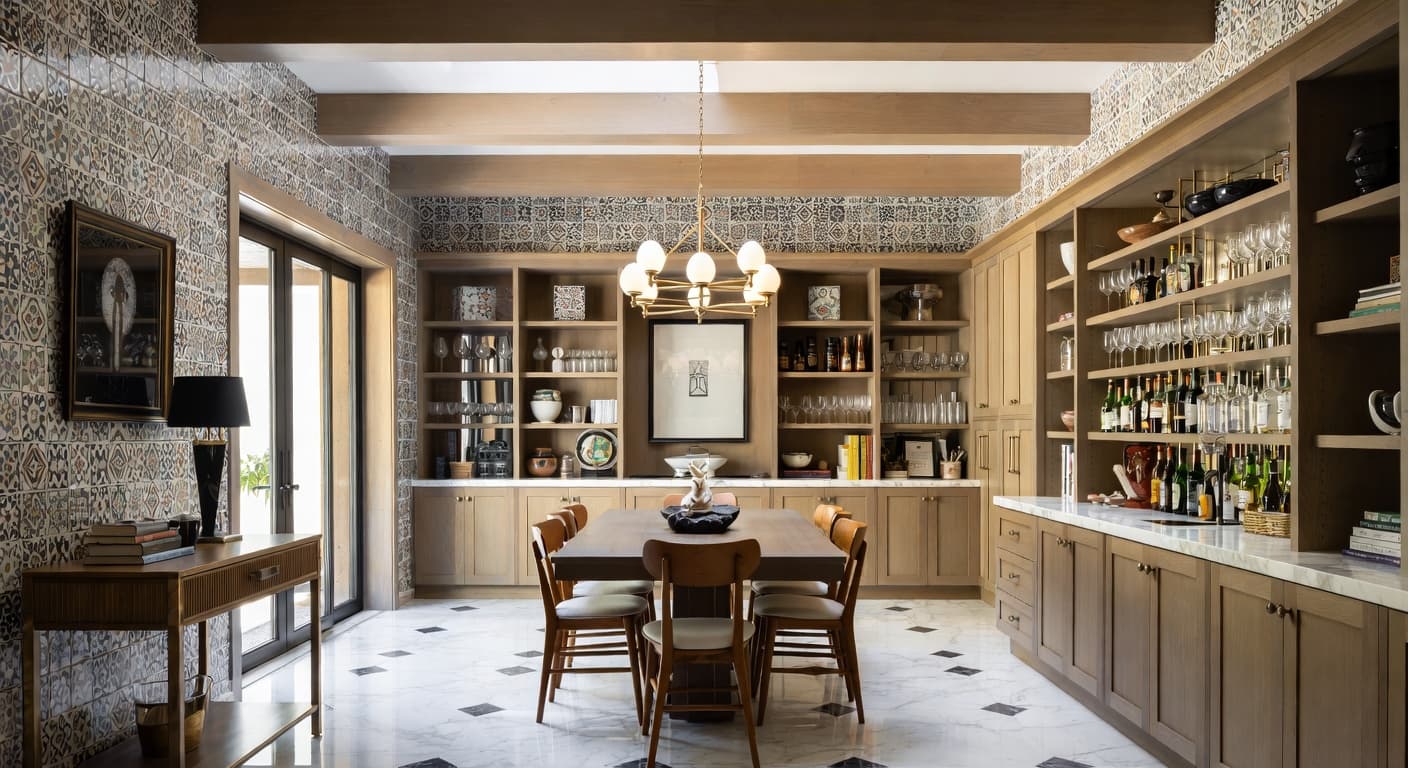 Postmodern butler's pantry interior design - featuring postmodern style furniture, decor, colors, and layout ideas for your butler's pantry