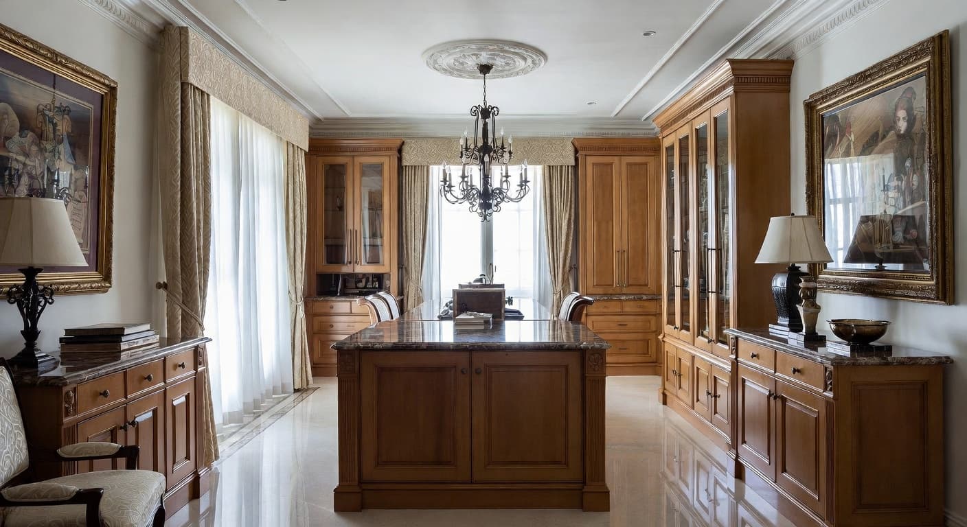 Regency pantry interior design - featuring regency style furniture, decor, colors, and layout ideas for your pantry