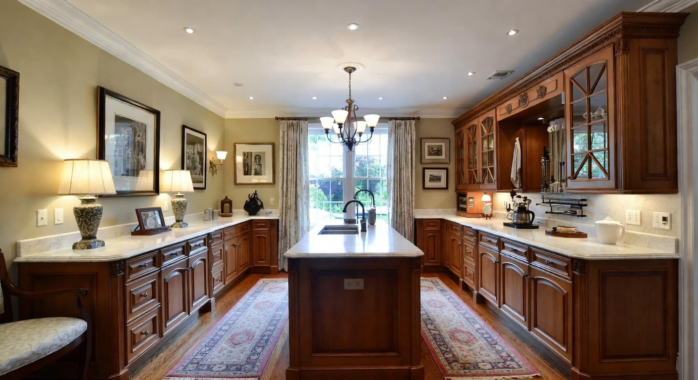 Regency utility room interior design - featuring regency style furniture, decor, colors, and layout ideas for your utility room