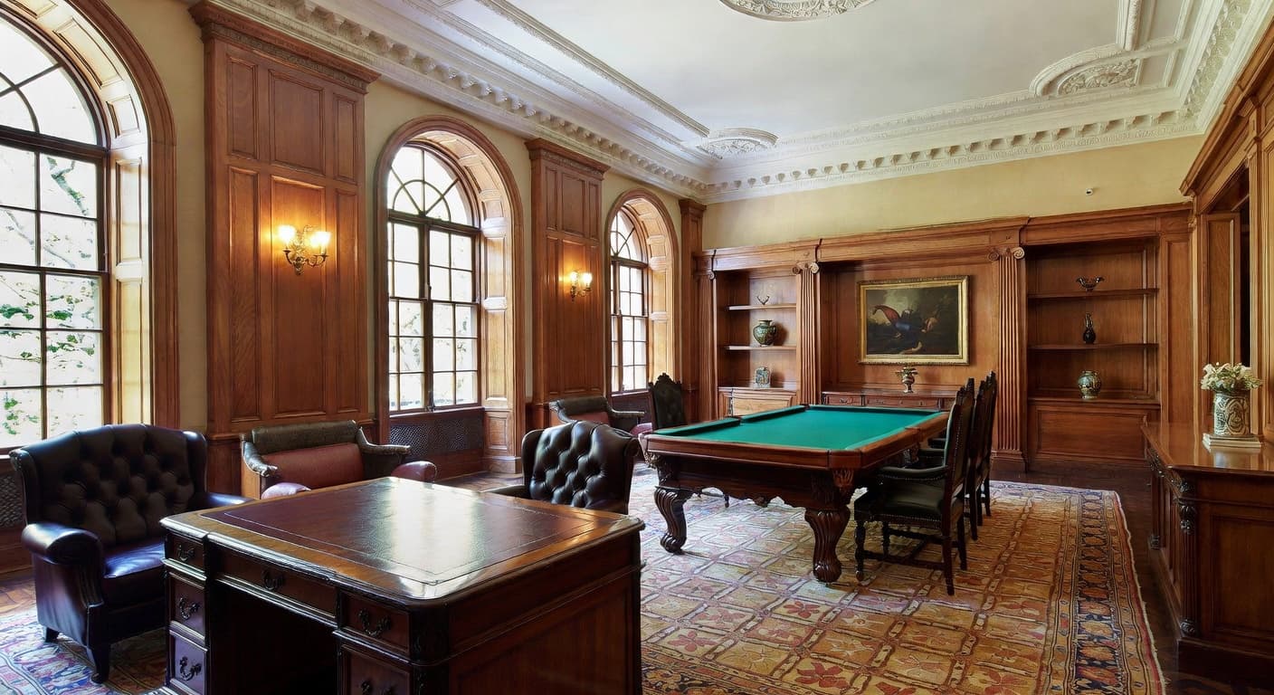 Renaissance Revival game room interior design - featuring renaissance revival style furniture, decor, colors, and layout ideas for your game room