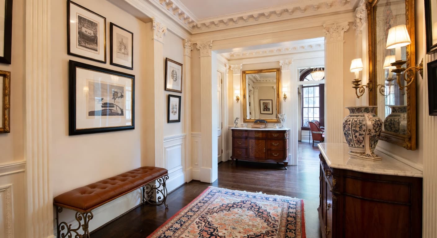 Renaissance Revival mudroom interior design - featuring renaissance revival style furniture, decor, colors, and layout ideas for your mudroom
