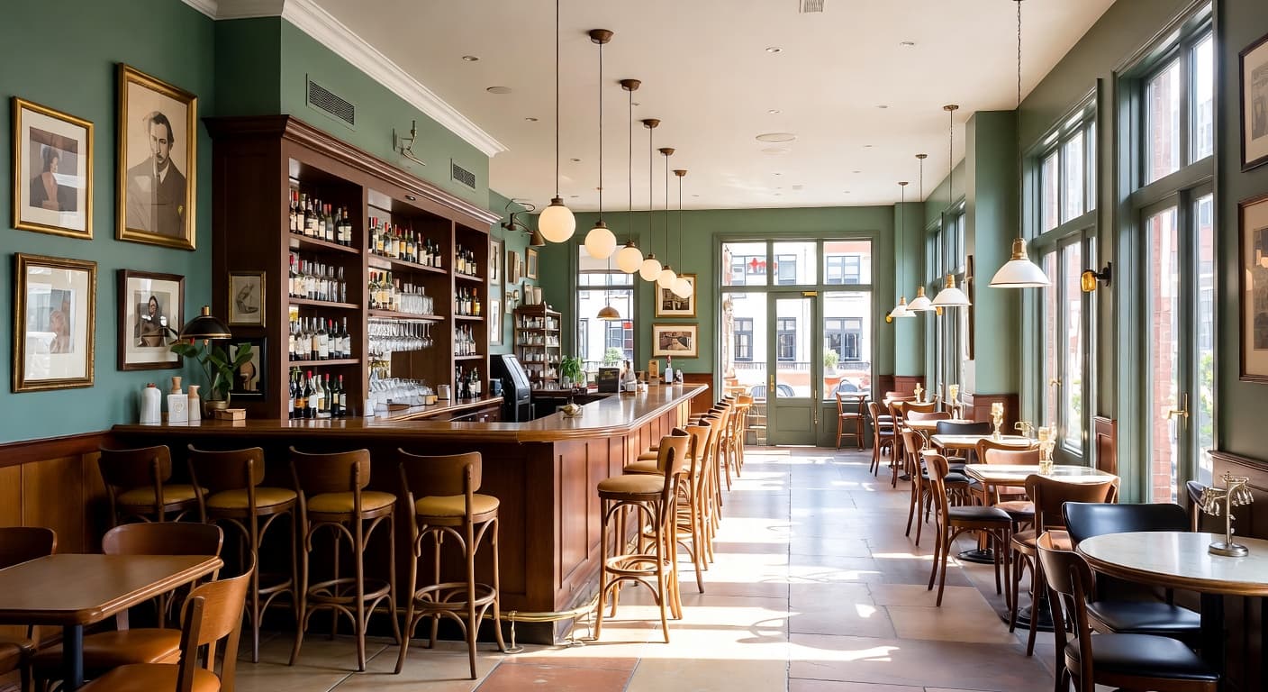 Retro bar room interior design - featuring retro style furniture, decor, colors, and layout ideas for your bar room