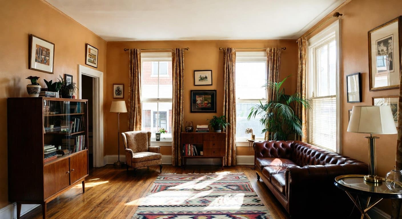 Retro entryway interior design - featuring retro style furniture, decor, colors, and layout ideas for your entryway