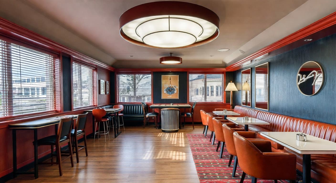 Retro game room interior design - featuring retro style furniture, decor, colors, and layout ideas for your game room