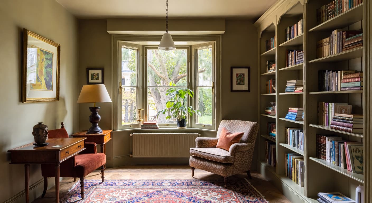 Retro reading nook interior design - featuring retro style furniture, decor, colors, and layout ideas for your reading nook