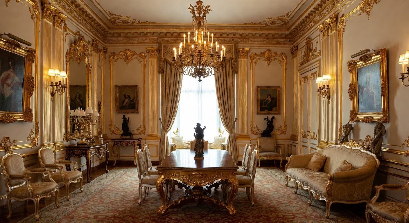 Rococo entryway interior design - featuring rococo style furniture, decor, colors, and layout ideas for your entryway