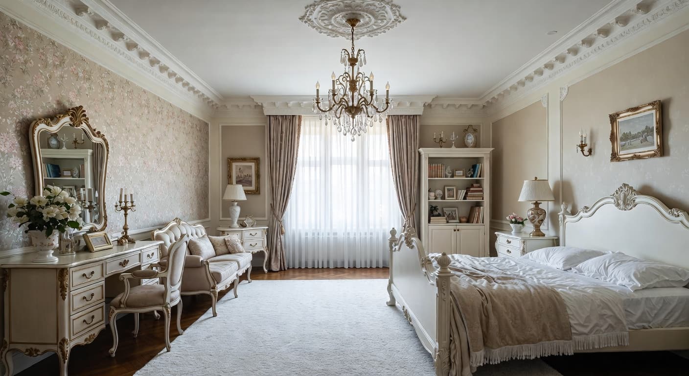 Rococo kids room interior design - featuring rococo style furniture, decor, colors, and layout ideas for your kids room