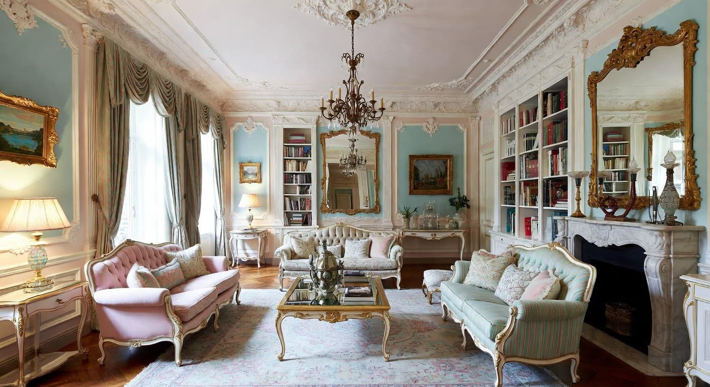 Rococo playroom interior design - featuring rococo style furniture, decor, colors, and layout ideas for your playroom