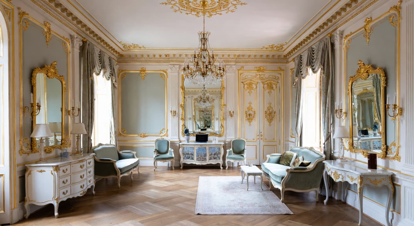 Rococo utility room interior design - featuring rococo style furniture, decor, colors, and layout ideas for your utility room